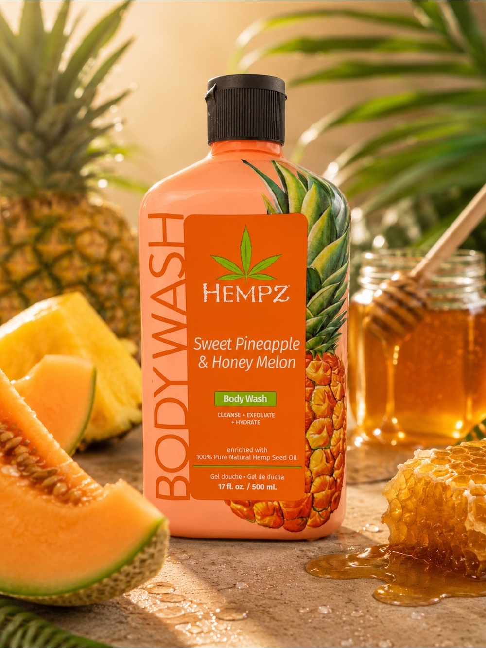 Hempz Sweet Pineapple & Honey Melon Body Wash 17oz NEW